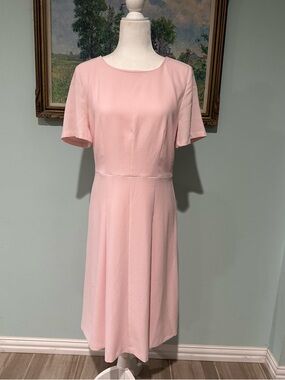 Ann Taylor Soft Pink Midi Dress with Short Sleeves